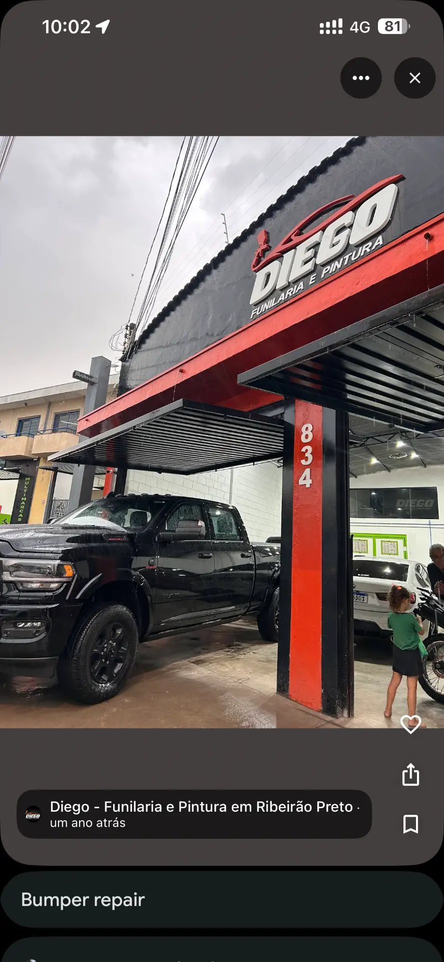 Veículo dentro da oficina Diego Funilaria e Pintura em Ribeirão Preto